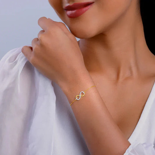 Pure Gold Infinity Bracelet with Dual Stones