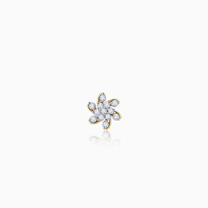 14K Gold Studded Bracelet with Floral Accent